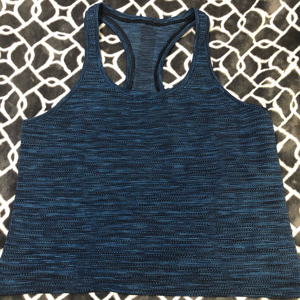 Cropped Lululemon Athletica Navy Striped Tank Top